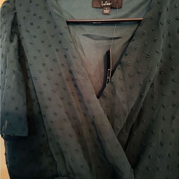 Lulu's Green Asymmetrical Ruffled Wrap Dress - Picture 5 of 9